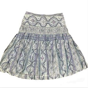 The Limited Light Blue & Purple Paisley Fluted Pleated Knee Length Skirt Size 4